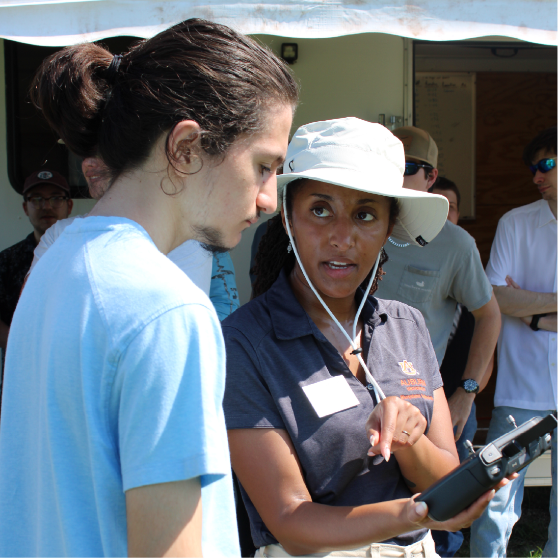 Instructions showing students what is displayed on a drone controller